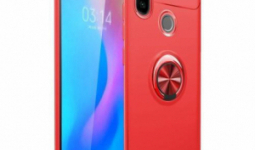 Xiaomi Mi 6X, Xiaomi Mi A2, Ott Metal Ring szilikon védőtok, Piros
