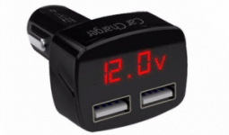 2-es USB töltő + Digitális voltmérő 3 IN 1