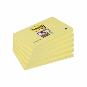 3M POSTIT Öntapadó jegyzettömb csomag, 76x127 mm, 6x90 lap, "Super Sticky", sárga