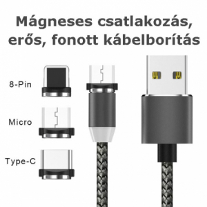 8 darabos csomag - Mágneses csatlakozású telefontöltő kábel - családi, baráti CSOMAG