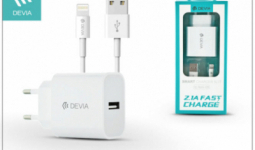 Apple iPhone 5/5S/5C/SE/6S/6S Plus USB hálózati töltő adapter + lightning adatkábel 1,2 m-es vezetékkel - 5V/2,1A - Devia Smart Fast Charger Suit - white