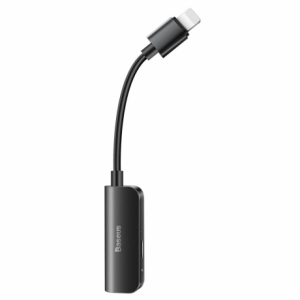 Baseus Audio Converter L50 adapter Lightning (apa) - Lightning (anya) + fejhallgató-csatlakozó 3,5 mm (anya) fekete (CALL50-01)