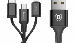 Baseus Excellent 3in1 USB - Micro-USB / Lightning / Type-C kábel 2A 1,2M fekete (CA3IN1-ZY01)