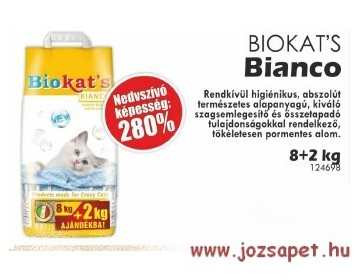 Biokat&#039;s Bianco Macskaalom 10kg--280%-os nedvességmegkötő képesség!