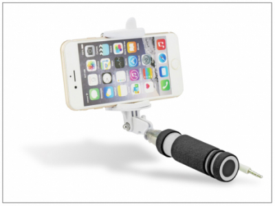 Blun Selfie Holder szelfi bot exponáló gombbal, 3,5 mm jack csatlakozóval - fekete/fehér