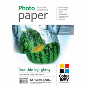 COLORWAY Fotópapír, kétoldalas magasfényű (dual-side high glossy), 220 g/m2, A4, 50 lap