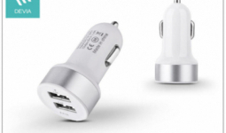 Devia Smart Dual USB szivargyújtós töltő adapter - 5V/2,4A - white/silver