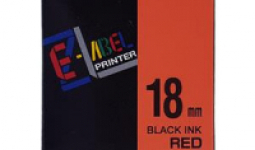 Feliratozógép szalag, 18 mm x 8 m, CASIO, piros-fekete
