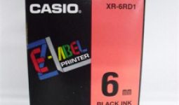 Feliratozógép szalag, 6 mm x 8 m, CASIO, piros-fekete