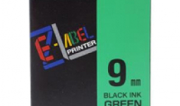 Feliratozógép szalag, 9 mm x 8 m, CASIO, zöld-fekete