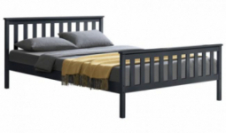 Fenyőfa francia ágy ágyráccsal, fejtámlával 180x200 cm szürke