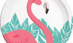 Flamingó papírtányér fehér 8 db-os 23cm