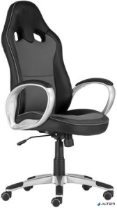 Főnöki szék, mesh és műbőr borítás, műanyag lábkereszt, "OREGON", fekete-szürke