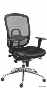 Főnöki szék, szövetborítás,fejtámla nélkül, hálós háttámla, "Oklahoma", fekete