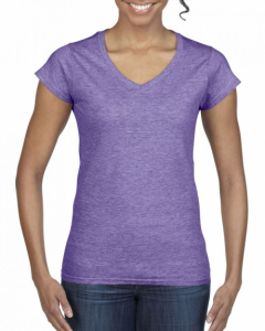 Gildan női v-nyakú póló, heather purple