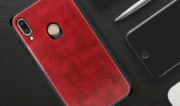 Huawei nova 3i, Huawei P Smart+, Mofi műanyag védőtok, Bőr hátlap, Szilikon szegély, Piros