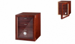Humidor szekrény 80 szivar részére, barna színű, 4 fiókkal, külső hygrometer, üveg ajtó - Angelo