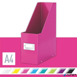 Iratpapucs, PP/karton, 95 mm, lakkfényű, LEITZ "Click&Store", rózsaszín