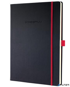 Jegyzetfüzet, exkluzív, A4, vonalas, 194 oldal, keményfedeles, SIGEL "Conceptum Red Edition", fekete-piros