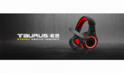 KWG gaming headset TAURUS E2 piros világítás USB+3,5mm jack