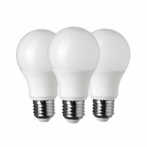 LED lámpa , égő , körte , E27 foglalat , 10 Watt , hideg fehér , 3 darabos csomag , 5 év garancia