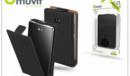 LG E430 Optimus L3 II flipes tok képernyővédő fóliával - Muvit Slim - black