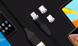Mágneses fejű univerzális kompatibilitású USB töltőkábel, fekete