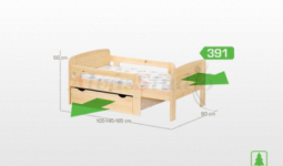Möbelstar 391 - natúr fenyő gyerek ágykeret 90x105 cm
