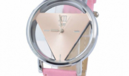 Női karóra átlátszó óralappal (Háromszög) - Rózsaszín