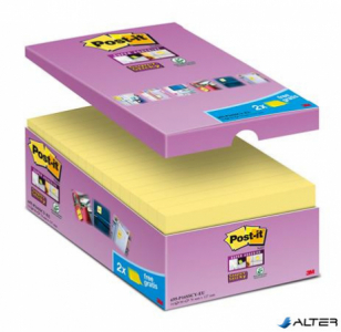 Öntapadó jegyzettömb csomag, 127x76 mm, 16x90 lap, 3M POSTIT "Super Sticky", sárga