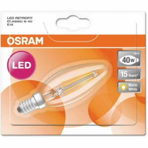 OSRAM LED Star E14 filament, gyertya izzó - 4W (40W), 430 lm, 2700K (meleg fehér), átlátszó, non-dim