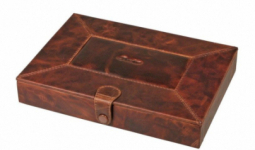 Passatore humidor utazáshoz 10 szál szivarnak, antikolt barna szivartartó doboz, párásítóval eredeti bőr borítással
