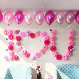 Pom-pom dekoráció, rózsaszín