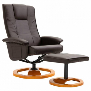Relax tv néző fotel lábtartóval, fa talppal barna színben