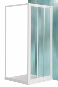 Roltechnik PD3N+LLBD zuhanykabin tolóajtóval és egy fix fallal 100x100_fehér profil, transparent üveggel
