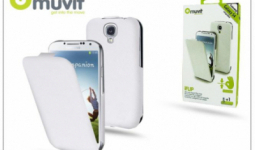 Samsung i9500 Galaxy S4 ultra vékony flipes tok képernyővédő fóliával - Muvit iFlip - white