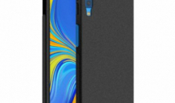 Samsung SM-A750F Galaxy A7 (2018), Imak Silky szilikon védőtok, Képernyővédő fóliával, Matt fekete