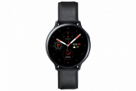 Samsung Galaxy Watch Active 2 44mm Stainless Steel Leather Strap Black