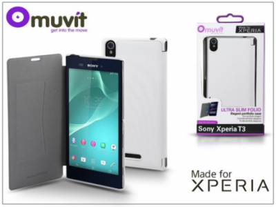 Sony Xperia T3 (D5103) flipes tok - Made for Xperia Muvit Ultra Slim Folio - white