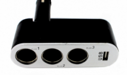 Szivargyújtóaljzatba csatlakoztatható 3-as elosztó + 1A USB csatlakozás
