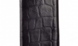 Telone Special Croco álló kihúzhatós bőrtok HTC Wildfire S méretű fekete**