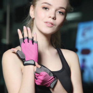 Ujj nélküli, női sport kesztyű, M méret, fekete-pink
