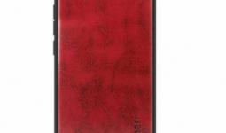 Xiaomi Redmi 6A, Mofi műanyag védőtok, Bőr hátlap, Piros